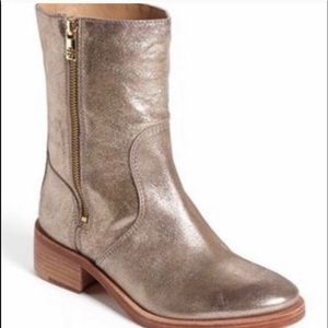 Tory Burch gold short boots.
